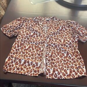 Leopard Print Button-Up Shirt